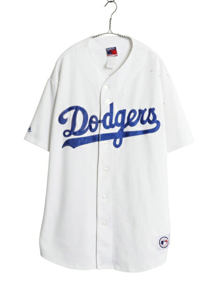 ドジャース ベースボール シャツ メンズ XXL 程/ MLB オフィシャル マジェスティック 大リーグ ユニフォーム ゲームシャツ 大きいサイズ 白