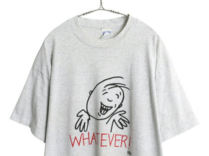 90s USA製 FREEZE キャラクター プリント Tシャツ メンズ XL 古着 オールド アート イラスト メッセージ シングルステッチ 大きいサイズ 灰