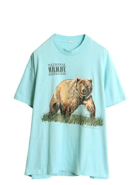 90s USA製 クマ アート イラスト プリント Tシャツ メンズ レディース L / オールド アニマル グラフィック シングルステッチ カットソー