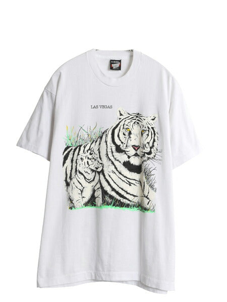90s USA製 ホワイト タイガー アート イラスト プリント Tシャツ メンズ レディース XL オールド アニマル ヘビーウェイト 大きいサイズ 白