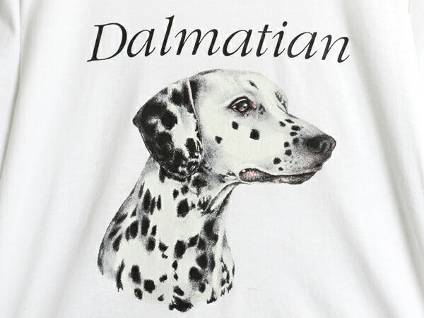 90s USA製 ドッグ アート イラスト プリント Tシャツ メンズ レディース XL 古着 オールド ダルメシアン 犬 グラフィック 大きいサイズ 白