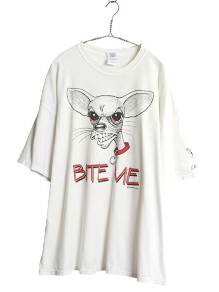 ドッグ ジョーク キャラクター イラスト プリント Tシャツ メンズ XXL アニマル メッセージ 大きいサイズ ヘビーウェイト グラフィック 白