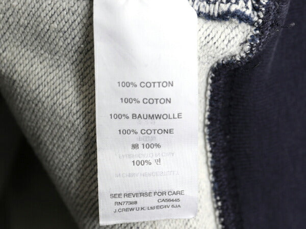J CREW スウェット フード パーカー メンズ M / 古着 ジェイクルー トレーナー プルオーバー 前V コットン ツートン ポケット付き 無地 紺