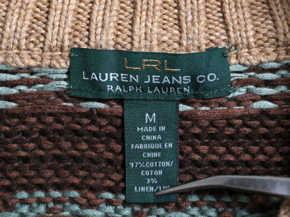 00s ラルフローレン ネイティブ ニット カーディガン レディース M / オールド LAUREN JEANS Co ポロ コットン リネン ハイネック セーター