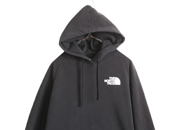 ノースフェイス 両面 プリント スウェット フード パーカー レディース L / The North Face アウトドア トレーナー プルオーバー 薄手 黒
