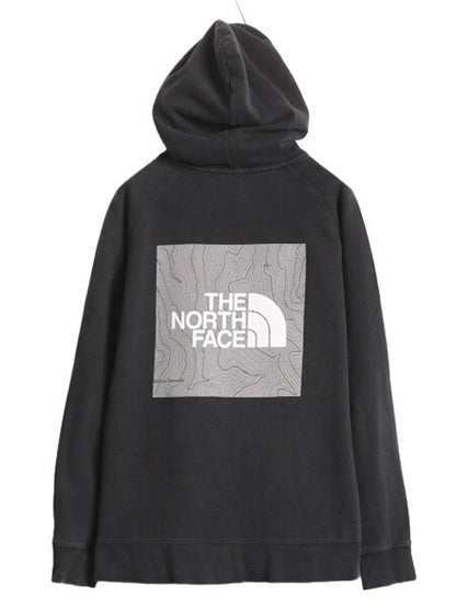 ノースフェイス 両面 プリント スウェット フード パーカー レディース L / The North Face アウトドア トレーナー プルオーバー 薄手 黒