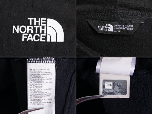 ノースフェイス 両面 プリント スウェット フード パーカー レディース L / The North Face アウトドア トレーナー プルオーバー 薄手 黒