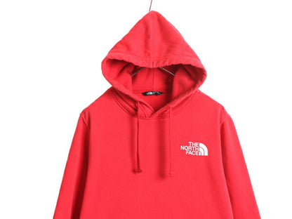 ノースフェイス 両面 プリント スウェット フード パーカー メンズ S 古着 The North Face プルオーバー 裏起毛 トレーナー アウトドア 赤