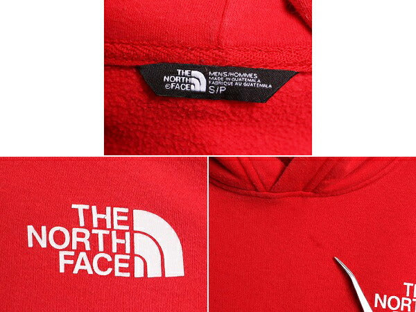 ノースフェイス 両面 プリント スウェット フード パーカー メンズ S 古着 The North Face プルオーバー 裏起毛 トレーナー アウトドア 赤