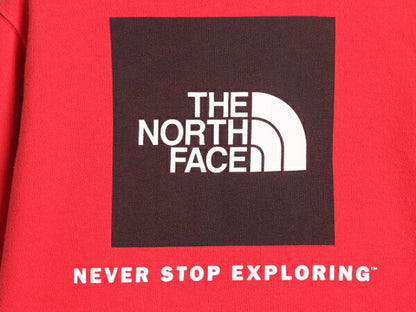 ノースフェイス 両面 プリント スウェット フード パーカー メンズ S 古着 The North Face プルオーバー 裏起毛 トレーナー アウトドア 赤