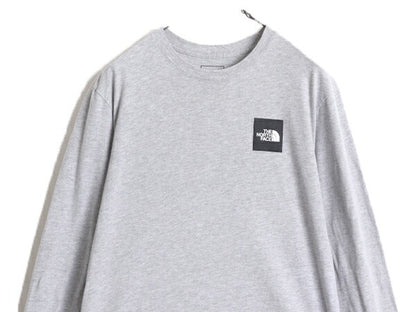 ノースフェイス 両面 プリント 長袖 Tシャツ メンズ M The North Face アウトドア ロンT プリントT ロゴT バックプリント クルーネック 灰