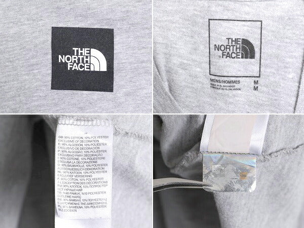 ノースフェイス 両面 プリント 長袖 Tシャツ メンズ M The North Face アウトドア ロンT プリントT ロゴT バックプリント クルーネック 灰