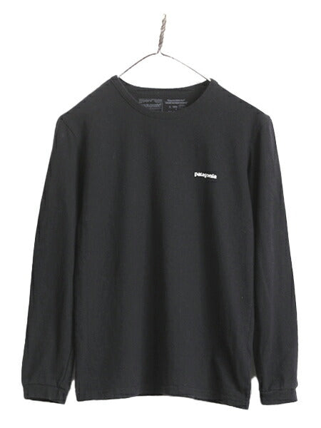 22年製 パタゴニア 両面 プリント 長袖 Tシャツ レディース XS Patagonia ロンT プリントT ロゴT フィッツロイ バックプリント P6 ブラック
