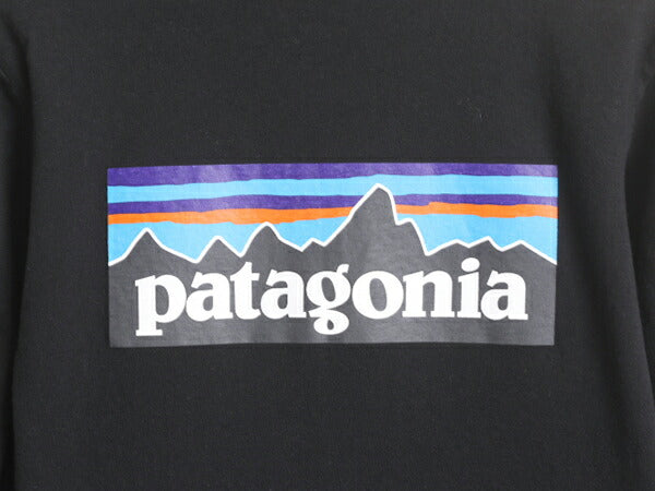 22年製 パタゴニア 両面 プリント 長袖 Tシャツ レディース XS Patagonia ロンT プリントT ロゴT フィッツロイ バックプリント P6 ブラック