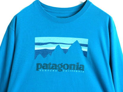 16年製 パタゴニア プリント 長袖 Tシャツ メンズ M Patagonia アウトドア ロンT プリントT ロゴT クルーネック フィッツロイ グラフィック