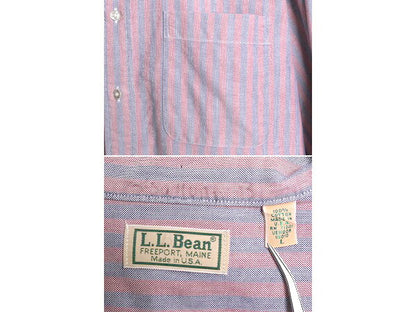 80s USA製 エルエルビーン ストライプ オックスフォード 長袖 ボタンダウン シャツ メンズ L 古着 80年代 ヴィンテージ LLBean 長袖シャツ