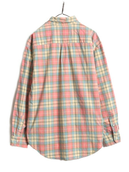90s OLD GAP チェック 長袖 ボタンダウン シャツ メンズ L / 古着 90年代 オールド ギャップ コットン ポケット付き マルチカラー 紺タグ