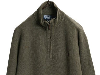 00s ポロ ラルフローレン ハーフジップ コットン ニット スウェット メンズ M / 00年代 オールド ハイネック リブ編み セーター トレーナー