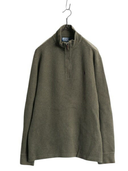 00s ポロ ラルフローレン ハーフジップ コットン ニット スウェット メンズ M / 00年代 オールド ハイネック リブ編み セーター トレーナー
