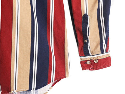 90s エディーバウアー ストライプ 長袖 シャツ メンズ L / 90年代 オールド Eddie Bauer ヘビーウェイト コットン キャンバス ポケット付き