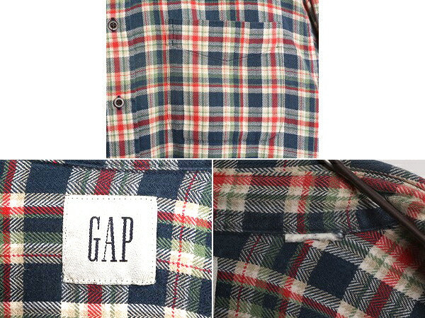 00s OLD GAP チェック フランネル 長袖 ボタンダウン シャツ メンズ XL 程/ 00年代 オールド ギャップ コットン ポケット付き ネルシャツ