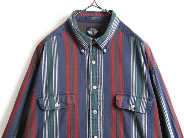 90s 大きいサイズ XL ■ DOCKERS リーバイス ストライプ 長袖 ボタンダウン シャツ メンズ / 90年代 ドッカーズ LEVIS 長袖シャツ コットン