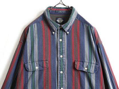 90s 大きいサイズ XL ■ DOCKERS リーバイス ストライプ 長袖 ボタンダウン シャツ メンズ / 90年代 ドッカーズ LEVIS 長袖シャツ コットン