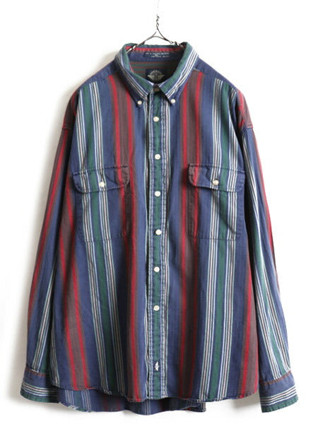 90s 大きいサイズ XL ■ DOCKERS リーバイス ストライプ 長袖 ボタンダウン シャツ メンズ / 90年代 ドッカーズ LEVIS 長袖シャツ コットン
