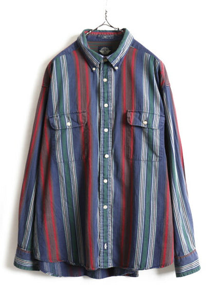 90s 大きいサイズ XL ■ DOCKERS リーバイス ストライプ 長袖 ボタンダウン シャツ メンズ / 90年代 ドッカーズ LEVIS 長袖シャツ コットン
