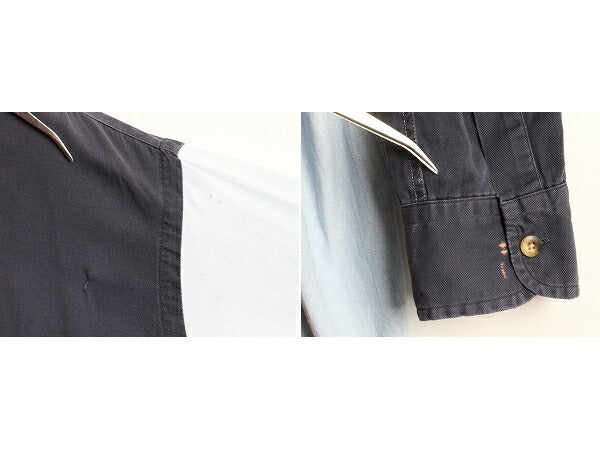 90s ■ ノーティカ トリコカラー 長袖 ボタンダウン シャツ メンズ L / 90年代 オールド NAUTICA シャンブレー 切替 ワンポイント ロゴ刺繍