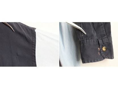 90s ■ ノーティカ トリコカラー 長袖 ボタンダウン シャツ メンズ L / 90年代 オールド NAUTICA シャンブレー 切替 ワンポイント ロゴ刺繍
