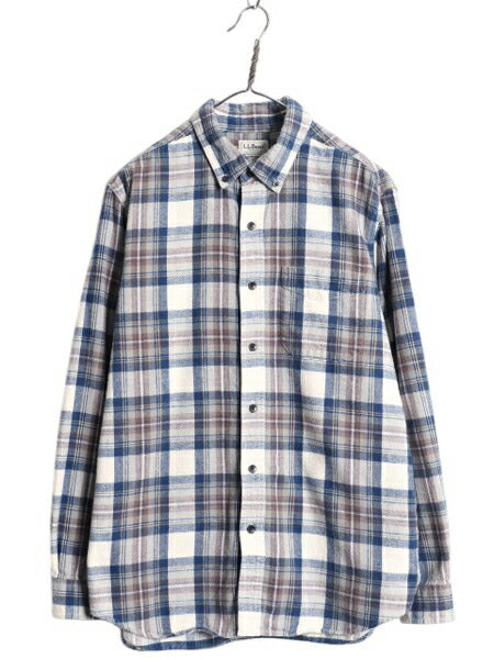 エルエルビーン チェック ボタンダウン フランネル シャツ メンズ M 古着 LLBEAN アウトドア 長袖シャツ ネルシャツ コットン マルチカラー