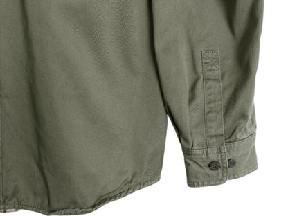 エルエルビーン コットン ツイル 長袖 シャツ メンズ M LLBEAN アウトドア チェック フランネル ライナー ジャケット ポケット付き カーキ