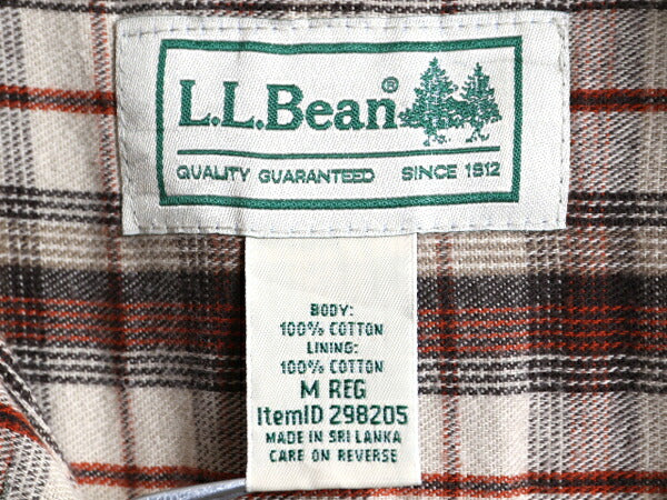 エルエルビーン コットン ツイル 長袖 シャツ メンズ M LLBEAN アウトドア チェック フランネル ライナー ジャケット ポケット付き カーキ