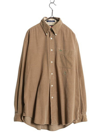 90s トミーヒルフィガー 細畝 コーデュロイ ボタンダウン シャツ メンズ M 古着 90年代 オールド TOMMY HILFIGER 長袖シャツ ワンポイント