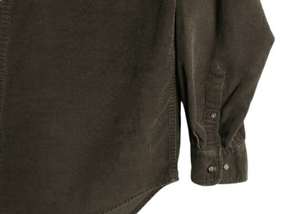 00s OLD GAP 細畝 コーデュロイ 長袖 シャツ メンズ M / 古着 00年代 オールド ギャップ 無地 長袖シャツ ヘビーウェイト ポケット付き 茶