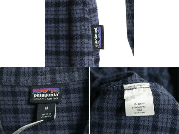 パタゴニア ロングスリーブ フィヨルド フランネル 長袖 シャツ レディース M / 古着 21年製 Patagonia アウトドア ネルシャツ チェック 青