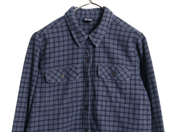 パタゴニア ロングスリーブ フィヨルド フランネル 長袖 シャツ レディース M / 古着 21年製 Patagonia アウトドア ネルシャツ チェック 青