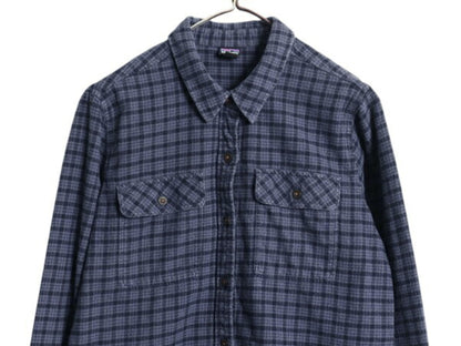 パタゴニア ロングスリーブ フィヨルド フランネル 長袖 シャツ レディース M / 古着 21年製 Patagonia アウトドア ネルシャツ チェック 青