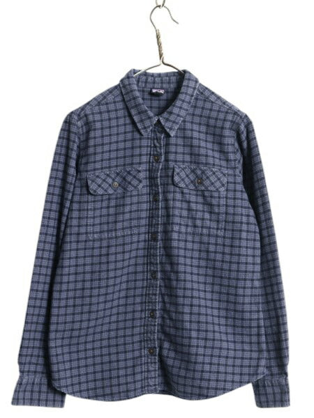 パタゴニア ロングスリーブ フィヨルド フランネル 長袖 シャツ レディース M / 古着 21年製 Patagonia アウトドア ネルシャツ チェック 青