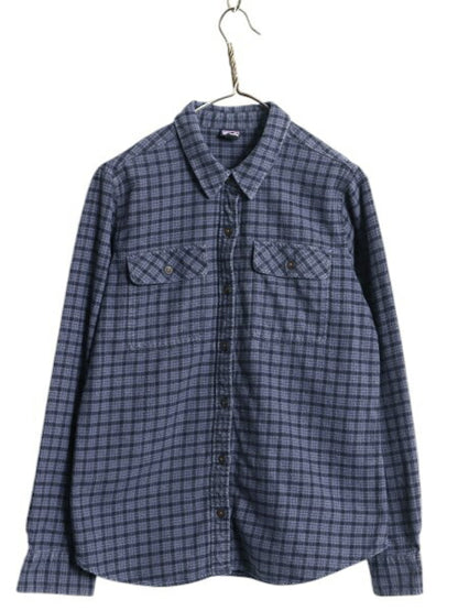 パタゴニア ロングスリーブ フィヨルド フランネル 長袖 シャツ レディース M / 古着 21年製 Patagonia アウトドア ネルシャツ チェック 青