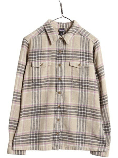 パタゴニア ロングスリーブ フィヨルド フランネル 長袖 シャツ レディース XS 程/ 古着 17年製 Patagonia アウトドア ネルシャツ チェック