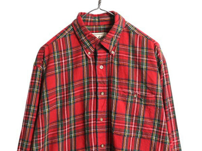 90s ウールリッチ チェック ボタンダウン フランネル シャツ メンズ L 古着 90年代 オールド Woolrich ネルシャツ 長袖シャツ マルチカラー