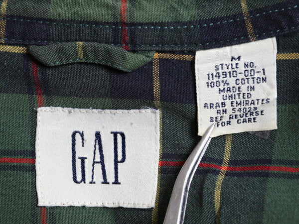 00s OLD GAP チェック 長袖 シャツ メンズ M / 古着 00年代 オールド ギャップ コットン 長袖シャツ ポケット付き マルチカラー カジュアル