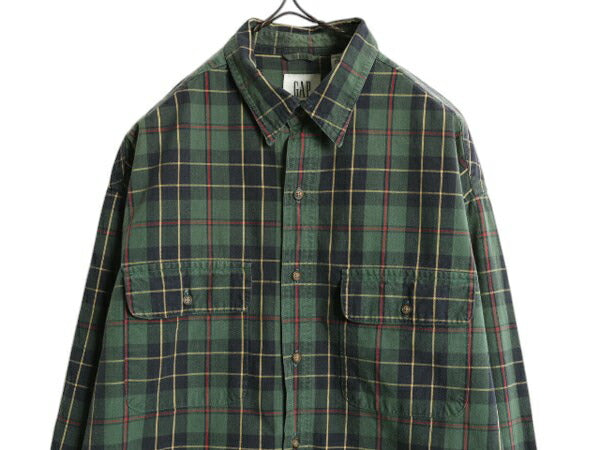 00s OLD GAP チェック 長袖 シャツ メンズ M / 古着 00年代 オールド ギャップ コットン 長袖シャツ ポケット付き マルチカラー カジュアル