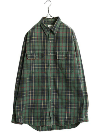 00s OLD GAP チェック 長袖 シャツ メンズ M / 古着 00年代 オールド ギャップ コットン 長袖シャツ ポケット付き マルチカラー カジュアル
