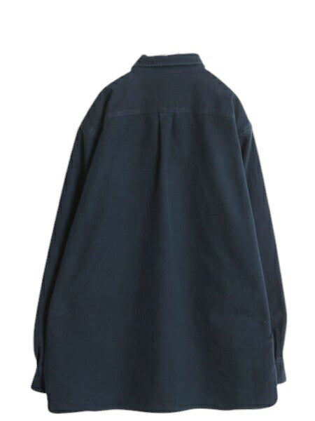 エルエルビーン コットン シャモア クロス シャツ メンズ XL / 古着 LLBean アウトドア 長袖シャツ ネルシャツ ヘビー フランネル 無地 紺