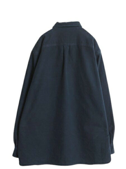 エルエルビーン コットン シャモア クロス シャツ メンズ XL / 古着 LLBean アウトドア 長袖シャツ ネルシャツ ヘビー フランネル 無地 紺