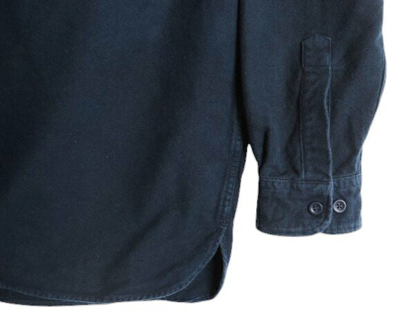 エルエルビーン コットン シャモア クロス シャツ メンズ XL / 古着 LLBean アウトドア 長袖シャツ ネルシャツ ヘビー フランネル 無地 紺