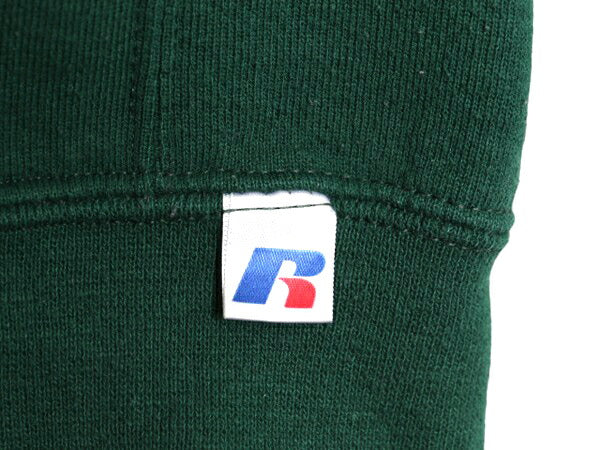 00s ラッセル 無地 スウェット メンズ レディース XL 00年代 オールド RUSSELL トレーナー 裏起毛 前V クルーネック 大きいサイズ グリーン